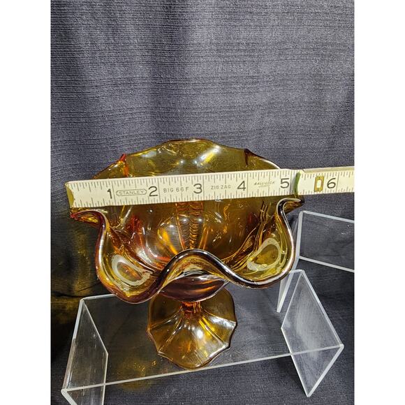 0131 Fenton Empress Pattern Golden Amber Compote - Picture 6 of 7